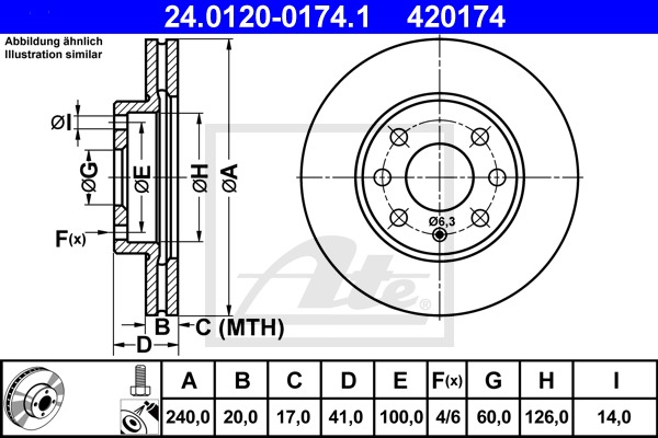 Brzdový kotúč CONTINENTAL TEVES (ATE) (24.0120-0174.1)