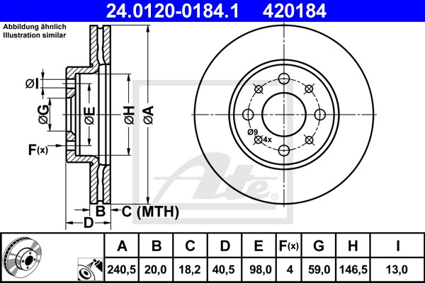 Brzdový kotúč CONTINENTAL TEVES (ATE) (24.0120-0184.1)