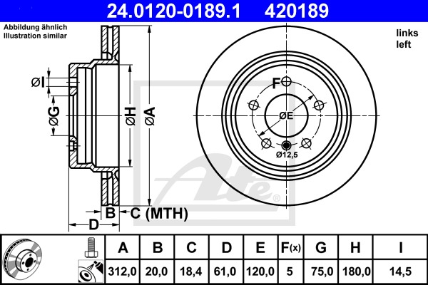 Brzdový kotúč CONTINENTAL TEVES (ATE) (24.0120-0189.1)