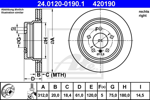 Brzdový kotúč CONTINENTAL TEVES (ATE) (24.0120-0190.1)