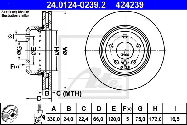 Brzdový kotúč CONTINENTAL TEVES (ATE) (24.0124-0239.2)