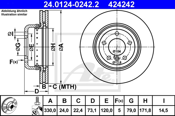 Brzdový kotúč CONTINENTAL TEVES (ATE) (24.0124-0242.2)