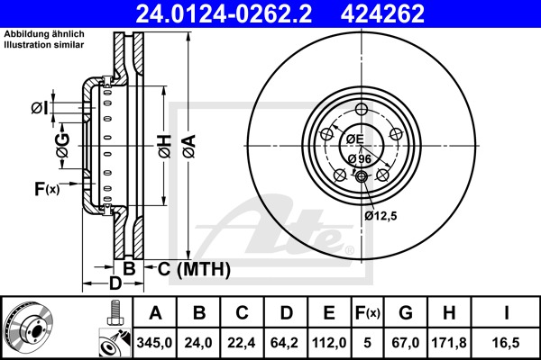 Brzdový kotúč CONTINENTAL TEVES (ATE) (24.0124-0262.2)