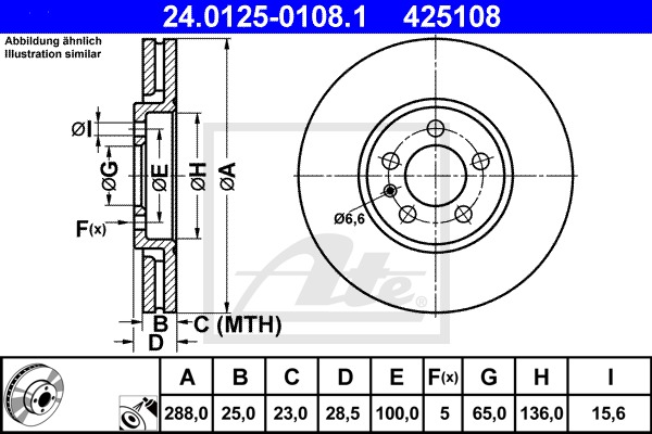 Brzdový kotúč CONTINENTAL TEVES (ATE) (24.0125-0108.1)