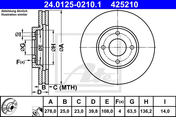 Brzdový kotúč CONTINENTAL TEVES (ATE) (24.0125-0210.1)