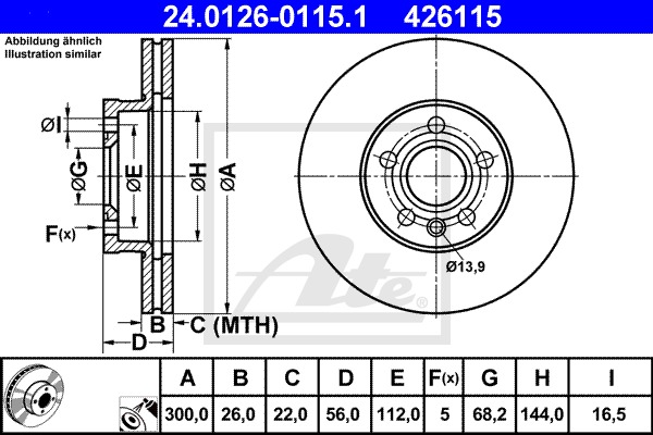 Brzdový kotúč CONTINENTAL TEVES (ATE) (24.0126-0115.1)