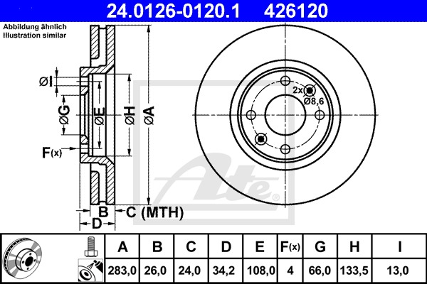 Brzdový kotúč CONTINENTAL TEVES (ATE) (24.0126-0120.1)