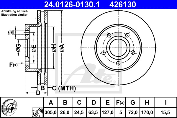 Brzdový kotúč CONTINENTAL TEVES (ATE) (24.0126-0130.1)