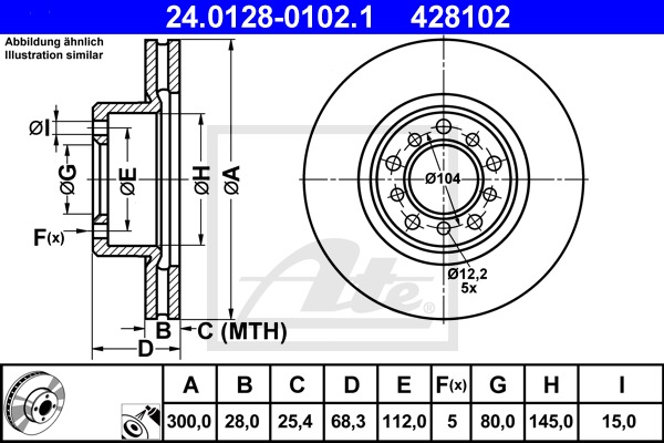 Brzdový kotúč CONTINENTAL TEVES (ATE) (24.0128-0102.1)