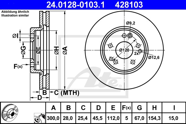 Brzdový kotúč CONTINENTAL TEVES (ATE) (24.0128-0103.1)