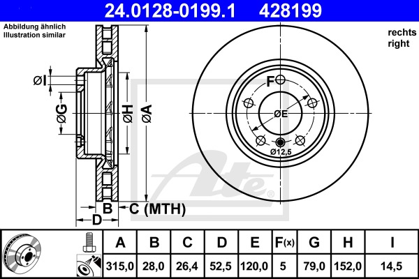 Brzdový kotúč CONTINENTAL TEVES (ATE) (24.0128-0199.1)