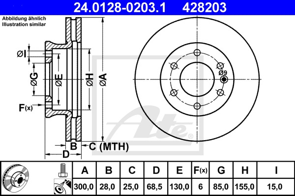 Brzdový kotúč CONTINENTAL TEVES (ATE) (24.0128-0203.1)