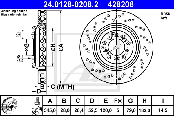 Brzdový kotúč CONTINENTAL TEVES (ATE) (24.0128-0208.2)