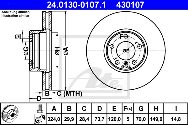 Brzdový kotúč CONTINENTAL TEVES (ATE) (24.0130-0107.1)