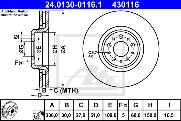 Brzdový kotúč CONTINENTAL TEVES (ATE) (24.0130-0116.1)