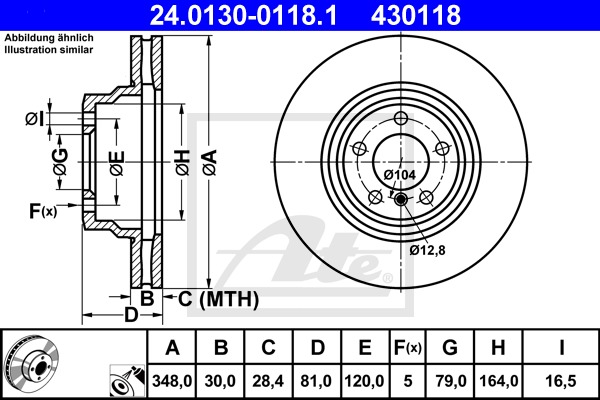 Brzdový kotúč CONTINENTAL TEVES (ATE) (24.0130-0118.1)