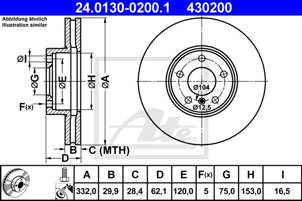 Brzdový kotúč CONTINENTAL TEVES (ATE) (24.0130-0200.1)