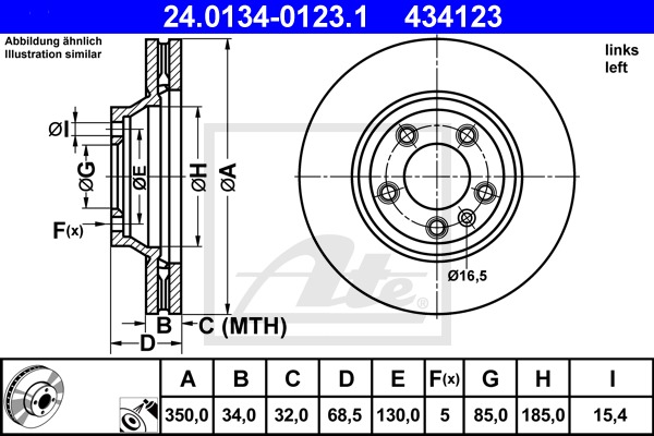 Brzdový kotúč CONTINENTAL TEVES (ATE) (24.0134-0123.1)