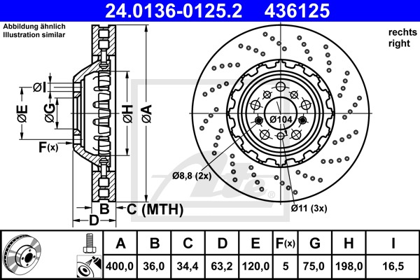 Brzdový kotúč CONTINENTAL TEVES (ATE) (24.0136-0125.2)