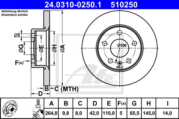 Power Disc CONTINENTAL TEVES (ATE) (24.0310-0250.1)