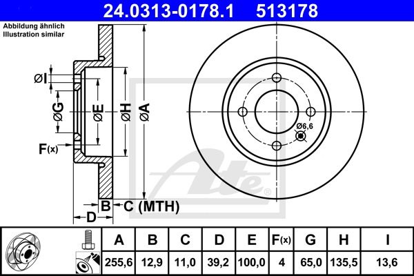 Power Disc CONTINENTAL TEVES (ATE) (24.0313-0178.1)