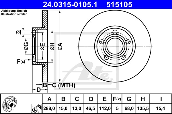 Power Disc CONTINENTAL TEVES (ATE) (24.0315-0105.1)