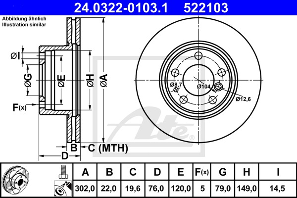 Power Disc CONTINENTAL TEVES (ATE) (24.0322-0103.1)