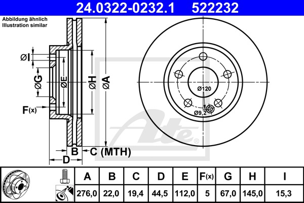 Power Disc CONTINENTAL TEVES (ATE) (24.0322-0232.1)