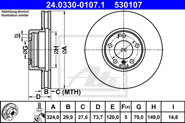 Brzdový kotúč CONTINENTAL TEVES (ATE) (24.0330-0107.1)