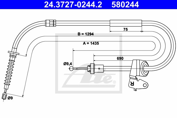 ťažné lanko parkovacej brzdy CONTINENTAL TEVES (ATE) (24.3727-0244.2)
