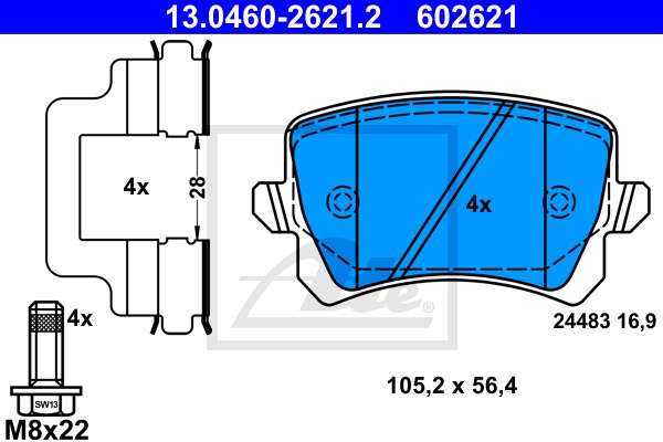 Sada brzdových platničiek kotúčovej brzdy CONTINENTAL TEVES (ATE) (13.0460-2621.2)