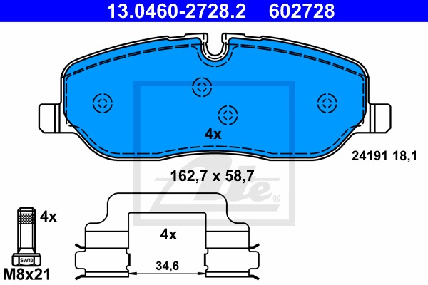 Sada brzdových platničiek kotúčovej brzdy CONTINENTAL TEVES (ATE) (13.0460-2728.2)