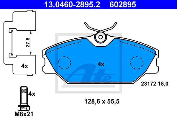 Sada brzdových platničiek kotúčovej brzdy CONTINENTAL TEVES (ATE) (13.0460-2895.2)