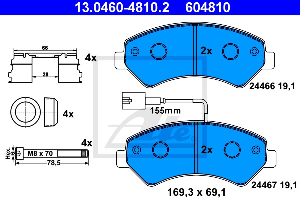 Sada brzdových platničiek kotúčovej brzdy CONTINENTAL TEVES (ATE) (13.0460-4810.2)