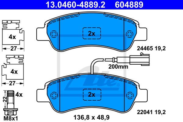Sada brzdových platničiek kotúčovej brzdy CONTINENTAL TEVES (ATE) (13.0460-4889.2)