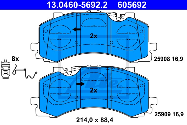 Sada brzdových platničiek kotúčovej brzdy CONTINENTAL TEVES (ATE) (13.0460-5692.2)