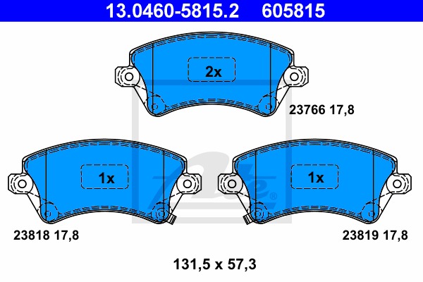 Sada brzdových platničiek kotúčovej brzdy CONTINENTAL TEVES (ATE) (13.0460-5815.2)
