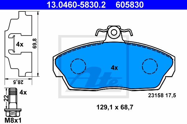 Sada brzdových platničiek kotúčovej brzdy CONTINENTAL TEVES (ATE) (13.0460-5830.2)