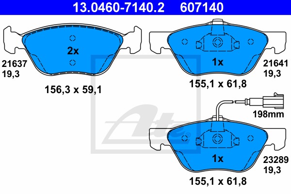 Sada brzdových platničiek kotúčovej brzdy CONTINENTAL TEVES (ATE) (13.0460-7140.2)