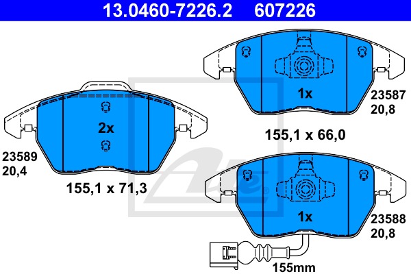 Sada brzdových platničiek kotúčovej brzdy CONTINENTAL TEVES (ATE) (13.0460-7226.2)