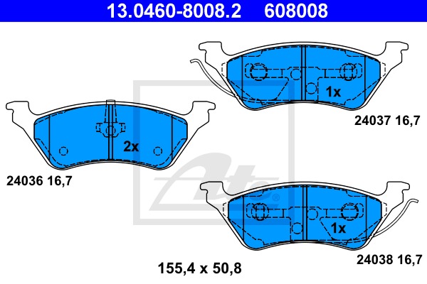 Sada brzdových platničiek kotúčovej brzdy CONTINENTAL TEVES (ATE) (13.0460-8008.2)