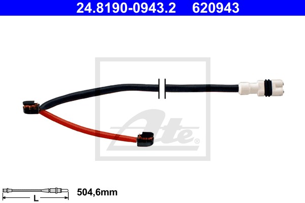 výstražný kontakt opotrebenia brzdového obloženia CONTINENTAL TEVES (ATE) (24.8190-0943.2)