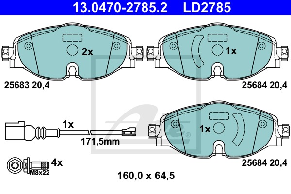 Sada brzdových platničiek kotúčovej brzdy CONTINENTAL TEVES (ATE) (13.0470-2785.2)