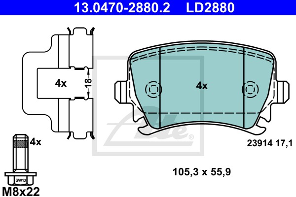 ATE Ceramic CONTINENTAL TEVES (ATE) (13.0470-2880.2)