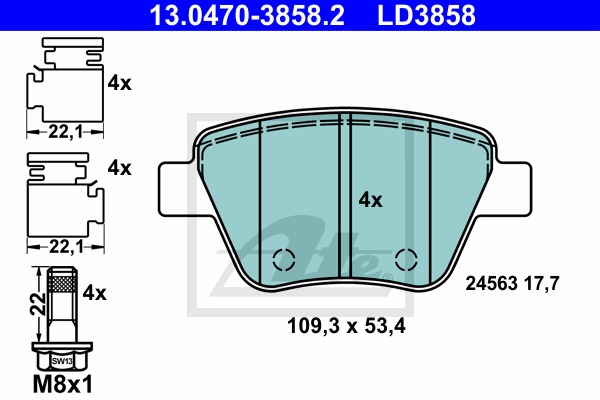 Sada brzdových platničiek kotúčovej brzdy CONTINENTAL TEVES (ATE) (13.0470-3858.2)