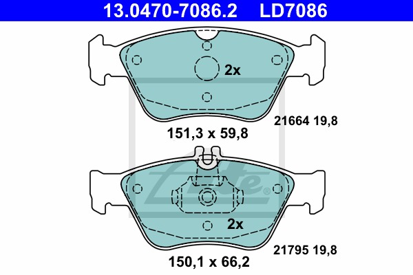 Sada brzdových platničiek kotúčovej brzdy CONTINENTAL TEVES (ATE) (13.0470-7086.2)
