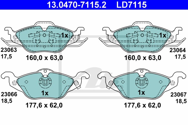 Sada brzdových platničiek kotúčovej brzdy CONTINENTAL TEVES (ATE) (13.0470-7115.2)