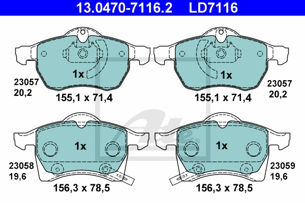 Sada brzdových platničiek kotúčovej brzdy CONTINENTAL TEVES (ATE) (13.0470-7116.2)