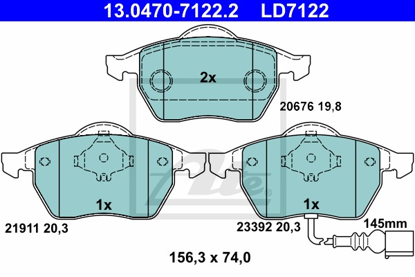 ATE Ceramic CONTINENTAL TEVES (ATE) (13.0470-7122.2)