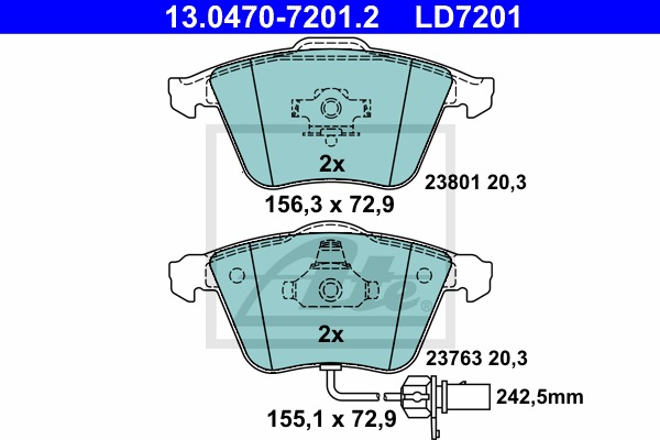 ATE Ceramic CONTINENTAL TEVES (ATE) (13.0470-7201.2)